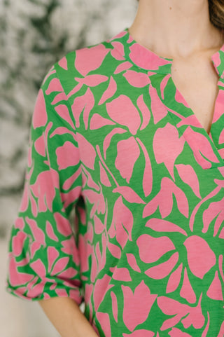 Dear Scarlett Lizzy Sunday Dress in Emerald Abstract Floral