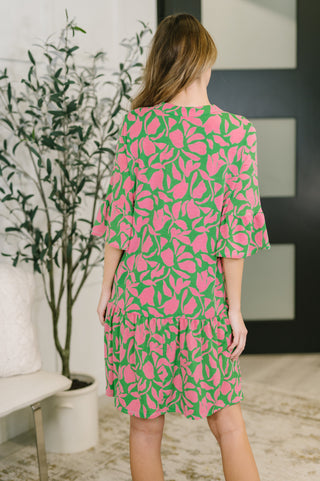 Dear Scarlett Lizzy Sunday Dress in Emerald Abstract Floral