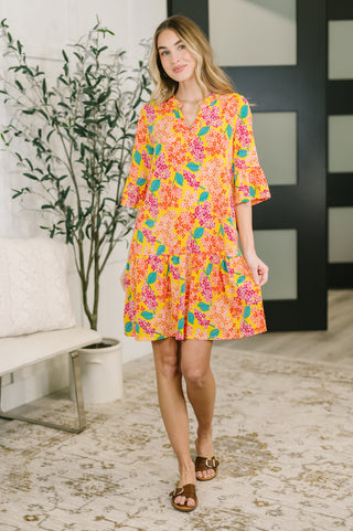 Dear Scarlett Lizzy Sunday Dress in Leaf Multi Floral