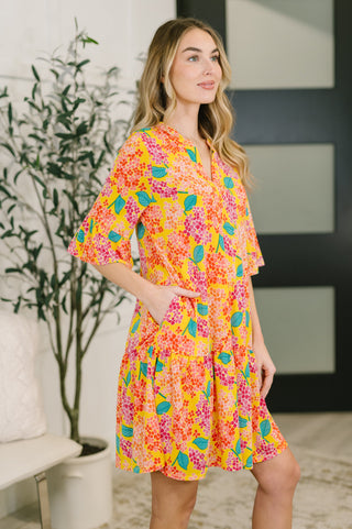 Dear Scarlett Lizzy Sunday Dress in Leaf Multi Floral