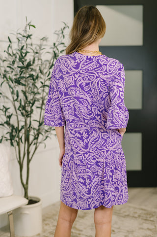 Dear Scarlett Lizzy Sunday Dress in Purple Paisley