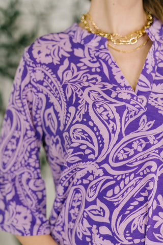 Dear Scarlett Lizzy Sunday Dress in Purple Paisley