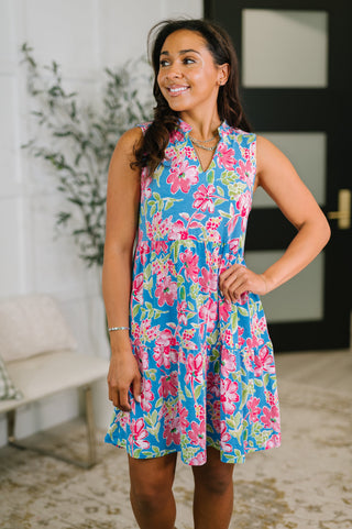 Dear Scarlett Lizzy Three Tier Tank Dress in Falling Floral