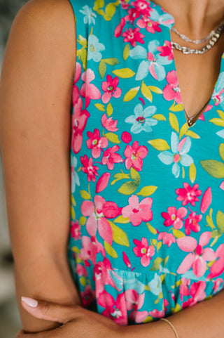 Dear Scarlett Lizzy Three Tier Tank Dress in Large Ditsy Floral