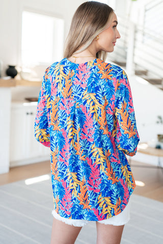 Dear Scarlett Lizzy Top in Blue and Pink Branches