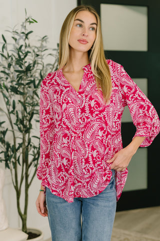 Dear Scarlett Lizzy Top in Pink Paisley