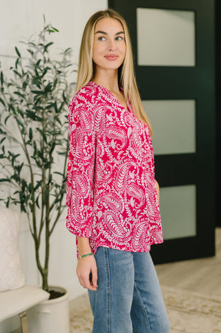 Dear Scarlett Lizzy Top in Pink Paisley