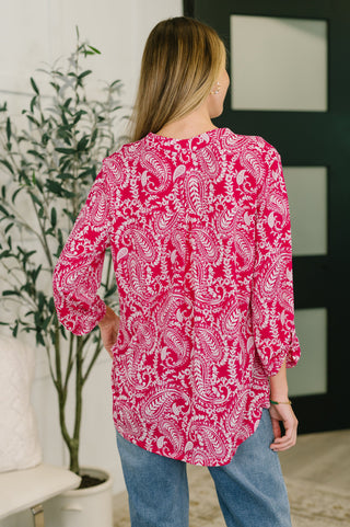 Dear Scarlett Lizzy Top in Pink Paisley