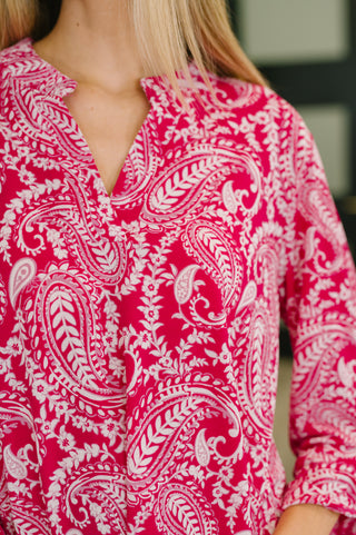 Dear Scarlett Lizzy Top in Pink Paisley