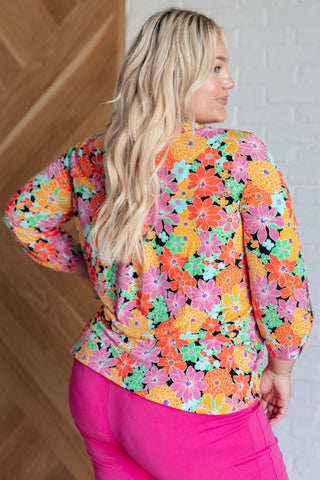 Dear Scarlett Lizzy Top in Pink and Yellow Multi Floral