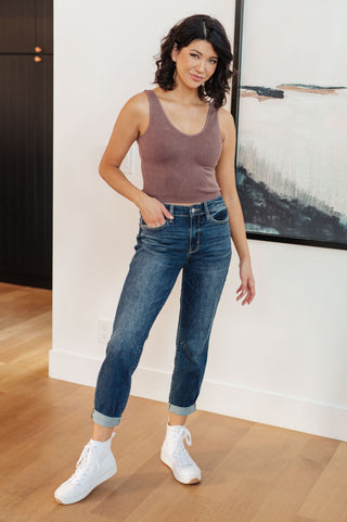 Judy Blue London Midrise Cuffed Boyfriend Jeans - Exclusive