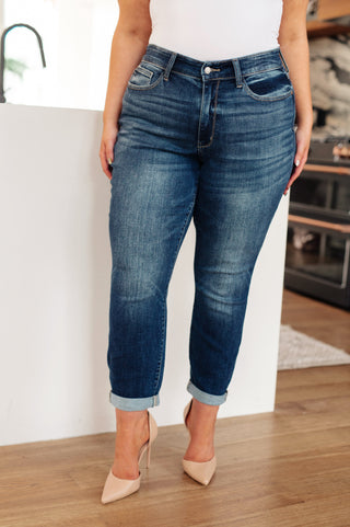 Judy Blue London Midrise Cuffed Boyfriend Jeans - Exclusive