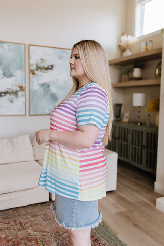 Heimish Looking for Rainbows V-Neck Striped Top