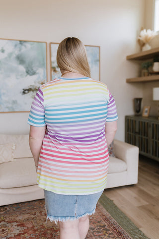 Heimish Looking for Rainbows V-Neck Striped Top