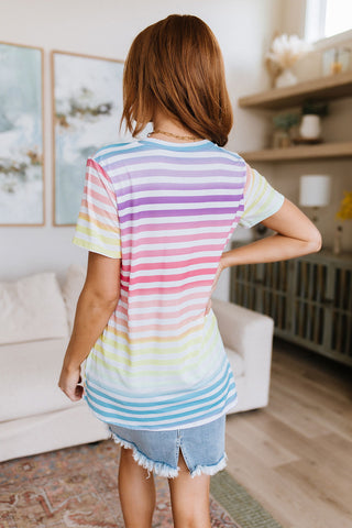 Heimish Looking for Rainbows V-Neck Striped Top
