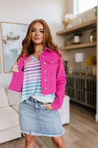 Heimish Looking for Rainbows V-Neck Striped Top