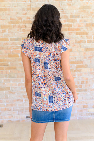 Savanna Jane Love of My Life Flutter Sleeve Top in Denim Taupe