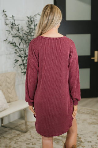 Heimish Love to Love You Textured Knit Dress in Burgundy