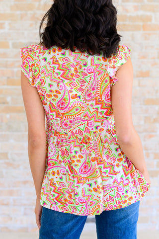 Emily Wonder Lucy Eyelets Top in Ivory Multi