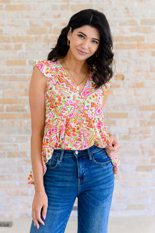 Emily Wonder Lucy Eyelets Top in Ivory Multi