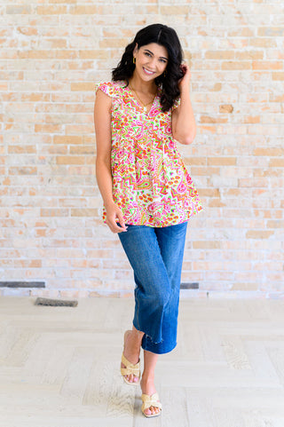 Emily Wonder Lucy Eyelets Top in Ivory Multi