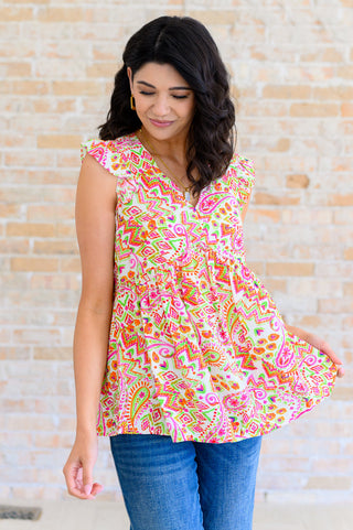 Emily Wonder Lucy Eyelets Top in Ivory Multi