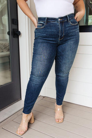 Judy Blue Lydia Mid Rise Vintage Raw Hem Skinny Jeans - Exclusive