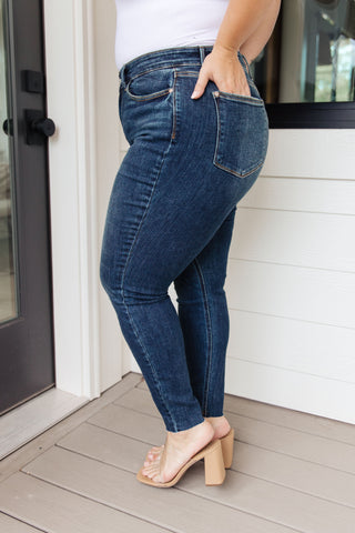 Judy Blue Lydia Mid Rise Vintage Raw Hem Skinny Jeans - Exclusive