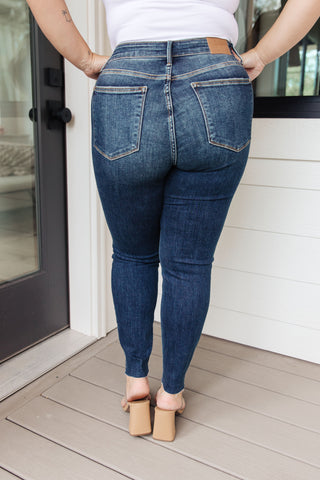 Judy Blue Lydia Mid Rise Vintage Raw Hem Skinny Jeans - Exclusive