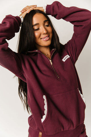 Comfort Zone HalfZip - Maroon Lace