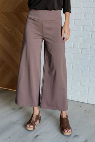 Dear Scarlett Magic Wide Leg Crop Pants in Dark Mocha