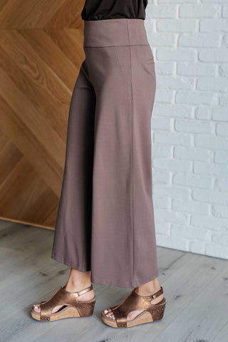 Dear Scarlett Magic Wide Leg Crop Pants in Dark Mocha