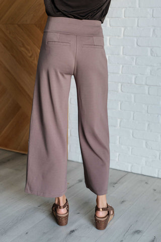 Dear Scarlett Magic Wide Leg Crop Pants in Dark Mocha