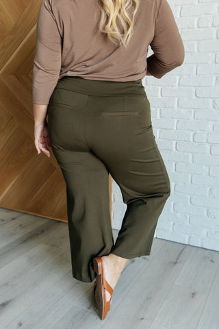 Dear Scarlett Magic Wide Leg Crop Pants in Olive