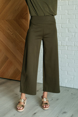 Dear Scarlett Magic Wide Leg Crop Pants in Olive