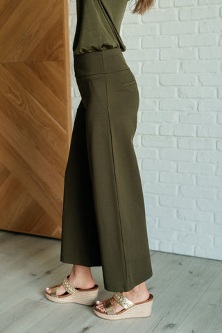 Dear Scarlett Magic Wide Leg Crop Pants in Olive