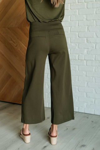 Dear Scarlett Magic Wide Leg Crop Pants in Olive