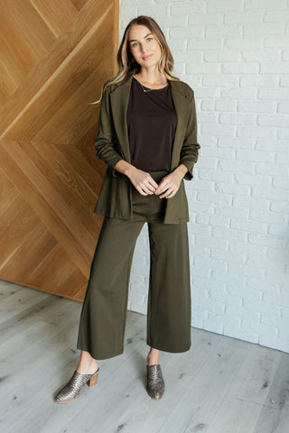 Dear Scarlett Magic Wide Leg Crop Pants in Olive