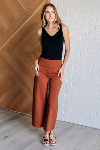 Dear Scarlett Magic Wide Leg Crop Pants in Rust