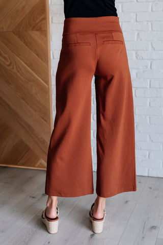 Dear Scarlett Magic Wide Leg Crop Pants in Rust