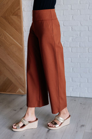 Dear Scarlett Magic Wide Leg Crop Pants in Rust