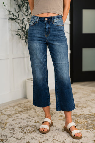 Judy Blue Maisie High Waist Back Pocket Embroidery Crop Wide - Exclusive