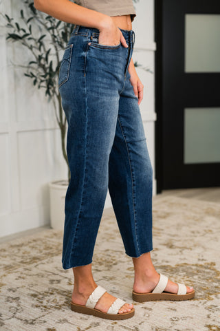 Judy Blue Maisie High Waist Back Pocket Embroidery Crop Wide - Exclusive