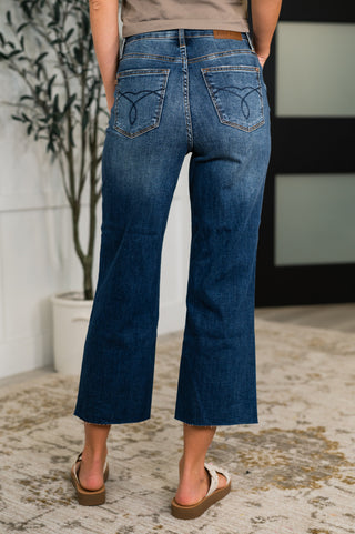 Judy Blue Maisie High Waist Back Pocket Embroidery Crop Wide - Exclusive