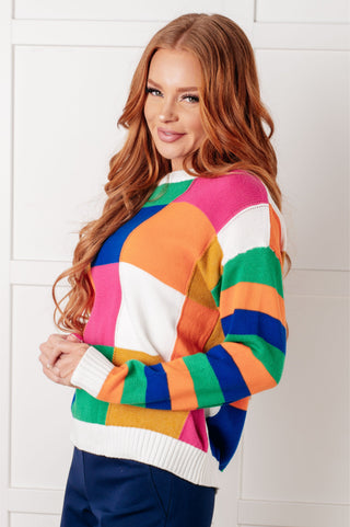 One Eleven North Manifesting Moment Checkered Color Block Sweater