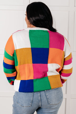 One Eleven North Manifesting Moment Checkered Color Block Sweater