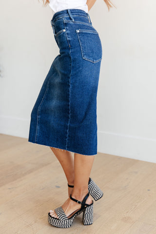 Judy Blue Marcy High Rise Denim Midi Skirt - Exclusive