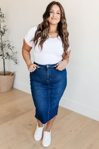 Judy Blue Marcy High Rise Denim Midi Skirt - Exclusive