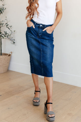 Judy Blue Marcy High Rise Denim Midi Skirt - Exclusive