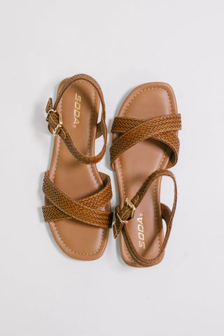Soda Marlene Ankle Strap Woven Sandal